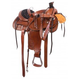 11085 Cowboy Ranch Work Roping Western Leather Comfy Seat Tooled Horse Saddle Tack