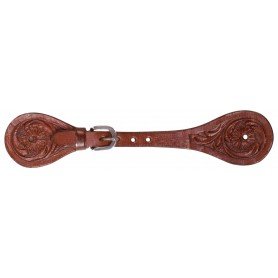 11086 Floral Tooled Western Leather Spur Straps