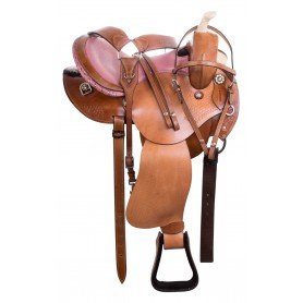 110834 Pink Ostrich Western Barrel Racing Leather Show Horse Saddle Tack Set