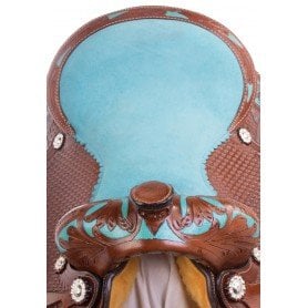 110822 Turquoise Inlay Western Leather Show Barrel Racing Trail Horse Saddle Tack Set