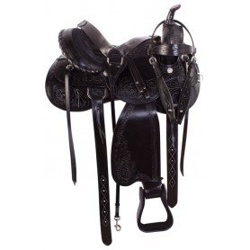 10412A Black Leather Pleasure Arabian Western Horse Saddle 16 18