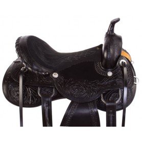 10412A Black Leather Pleasure Arabian Western Horse Saddle 16 18