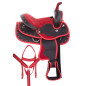 Red Crystal Synthetic Youth Kids Western Horse Saddle 12 13