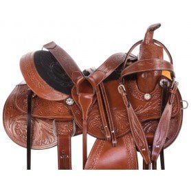 110881 Premium Classic Tooled Western Pleasure Trail Leather Horse Saddle Tack