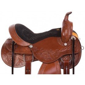 110881 Premium Classic Tooled Western Pleasure Trail Leather Horse Saddle Tack