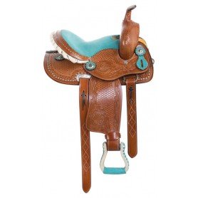 110888 Youth Barrel Racing Show Western Leather Trail Horse Saddle Tack Set