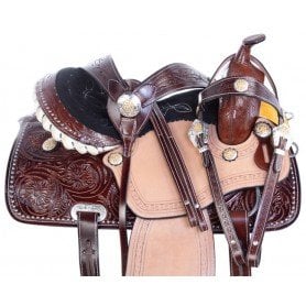 110901 Silver Studded Western Show Pleasure Trail Leather Horse Saddle Tack