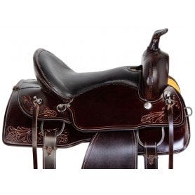 110906 Dark Brown Comfy Western Pleasure Trail Endurance Leather Tooled Horse Saddle Tack