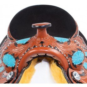110909 Turquoise Floral Tooled Western Leather Barrel Racing Show Horse Saddle Tack