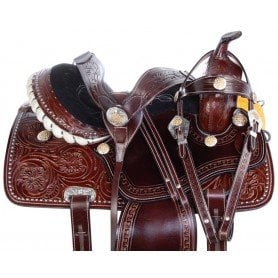 110912 Yellow Crystal Silver Studded Western Barrel Trail Leather Horse Saddle Tack