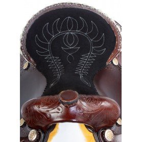110912 Yellow Crystal Silver Studded Western Barrel Trail Leather Horse Saddle Tack