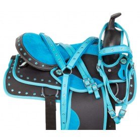 110918 Blue Barrel Racer Western Synthetic Pleasure Trail Show Horse Saddle Tack Pad