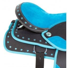 110918 Blue Barrel Racer Western Synthetic Pleasure Trail Show Horse Saddle Tack Pad