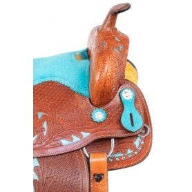 110921 Blue Cowgirl Western Barrel Racing Pleasure Trail Leather Horse Saddle Tack