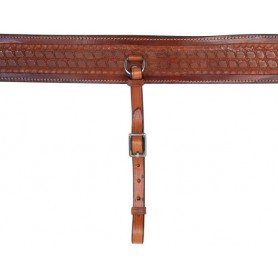 BC024 Navaho Feathers Design Premium Tooled Western Leather Back Cinch Bucking Strap