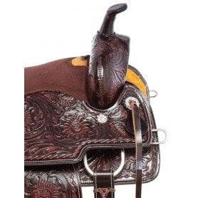110935 Black Brown Inlay Western Barrel Racer Pleasure Trail Leather Horse Saddle Tack