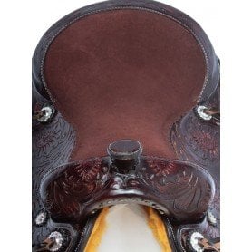 110935 Black Brown Inlay Western Barrel Racer Pleasure Trail Leather Horse Saddle Tack