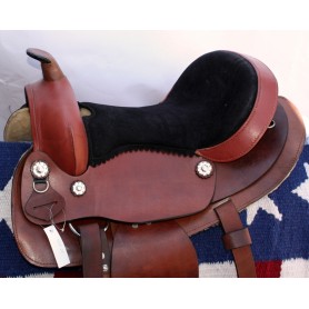 15.5 Tan Tooled Western Saddle W Rough Out Seat