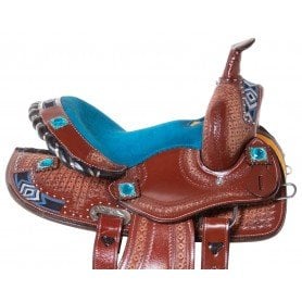 110954 Blue Diamond Show Youth Kids Seat Western Horse Saddle Tack Set
