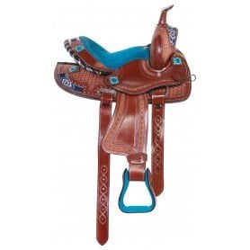 110954 Blue Diamond Show Youth Kids Seat Western Horse Saddle Tack Set