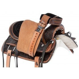 110820 Classic Western Antique Leather Hand Tooled Pleasure Trail Horse Saddle Tack Set