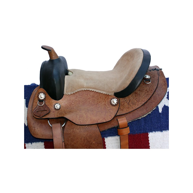 New 15 Tan Tooled Leather Western Pleasure Horse Saddle