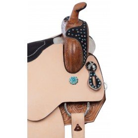 111009 Pistol Cowgirl Western Barrel Racing Crystal Show Leather Horse Saddle Tack Set