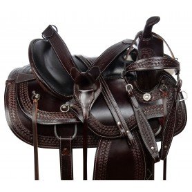 110855 Amazingly Comfortable Dark Oil Western Trail Endurance Leather Horse Saddle Tack Set