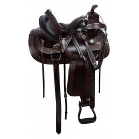 110855 Amazingly Comfortable Dark Oil Western Trail Endurance Leather Horse Saddle Tack Set