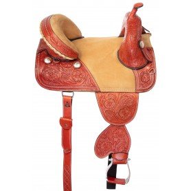 111010 Western Treeless Hand Carved Premium Trail Show Leather Horse Saddle Tack