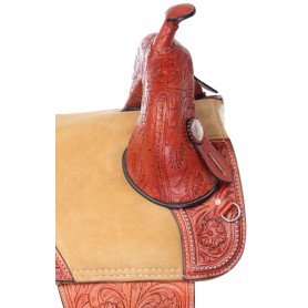 111010 Western Treeless Hand Carved Premium Trail Show Leather Horse Saddle Tack