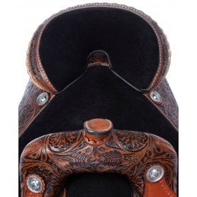 Western Treeless Hand Carved Premium Trail Show Leather Horse Saddle Tack