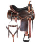 Antique Oil Western Tooled Pleasure Trail Leather Horse Saddle Tack 16