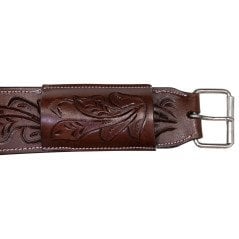 BC029 Brown Hand Carved Western Premium Leather Horse Saddle Back Cinch Flank Strap
