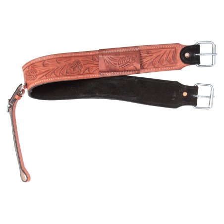 BC033 Flank Bucking Strap Western Horse Saddle Back Cinch Hand Carved Premium Leather