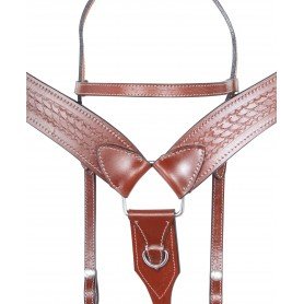TS031 Western Leather Tack Set Headstall Reins Breast Collar Hand Carved Tooling