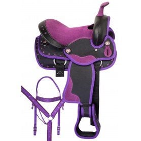 10530H Western Purple Synthetic Barrel Racing Youth Kids Horse Saddle Tack Set