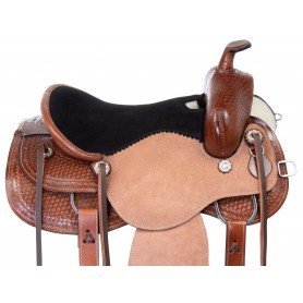 111036 Western Ranching Comfy Trail Hand Carved Leather Horse Saddle Tack Set
