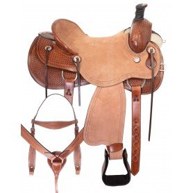111037 Team Roping Western Cowboy Ranch Work Premium Leather Horse Saddle Tack