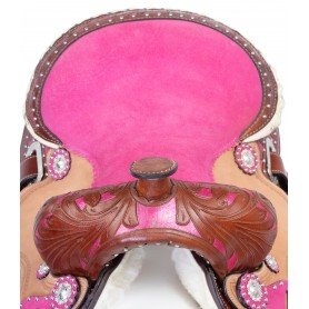 111038 Premium Pink Show Western Barrel Racing Trail Leather Horse Saddle Tack Package