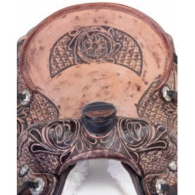 111042 Youth Kids Antique Oil Hard Seat Western Roping Ranch Rodeo Leather Horse Saddle Tack Set