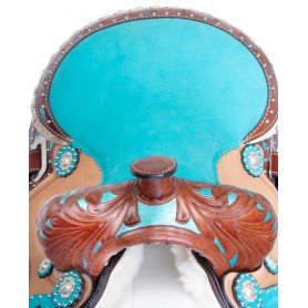 110910 Beautiful Turquoise Inlay Kids Youth Western Leather Horse Saddle Tack Package
