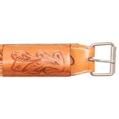 BC042 Tan Hand Tooled Western Leather Horse Saddle Back Cinch Rear Girth Buckle