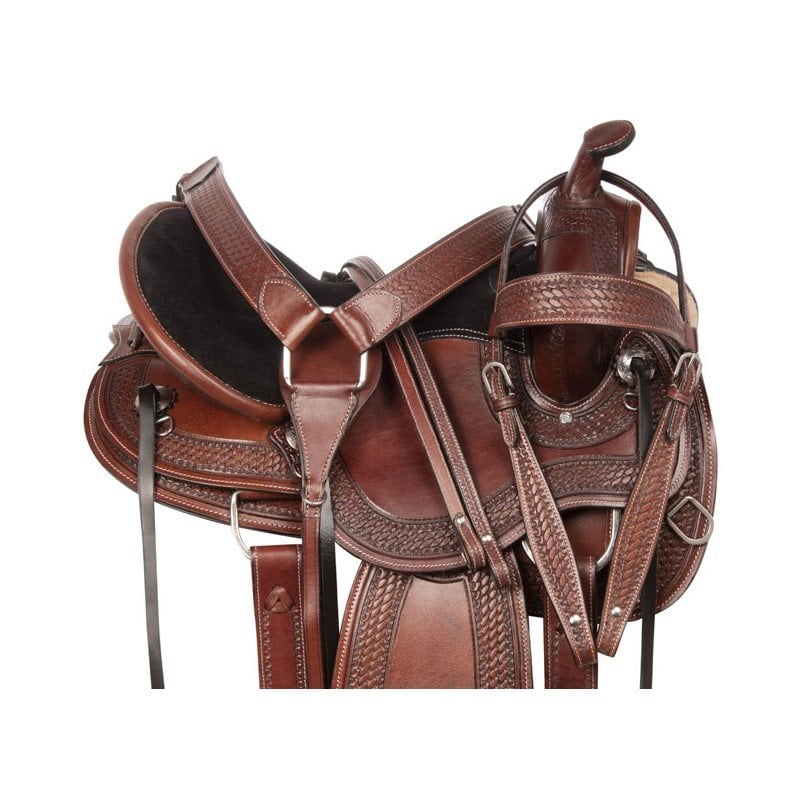 Gaited Round Skirt Comfy Western Tooled Leather Pleasure Trail Horse Saddle Tack