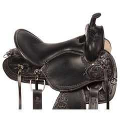 111033 Black Western Hand Carved Comfy Riding Pleasure Trail Leather Horse Saddle Tack Set