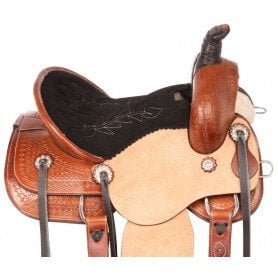 110852 Youth Kids Rough Out Ranch Roping Western Leather Horse Saddle Tack Set