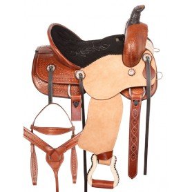 110852 Youth Kids Rough Out Ranch Roping Western Leather Horse Saddle Tack Set