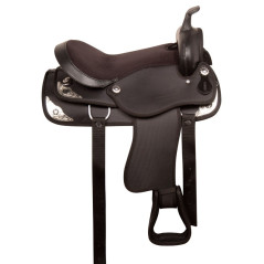 5803 Synthetic Black Texas Star Show Horse Saddle Tack Set
