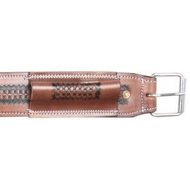 BC050 Antique Oil Basket Weave Western Leather Horse Saddle Back Cinch Bucking Flank Strap Buckle Rear Girth