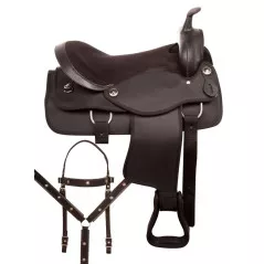 11049 Black Western Pleasure Trail Synthetic Light Weight Horse Saddle Tack Set